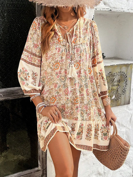 Angie's Boho Long Sleeve Short Dress