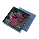 Men's 8pcs Tie Set Wedding Cravat Silk Bowtie Pocket Square Cufflinks Brooch Box Set Gifts For Men