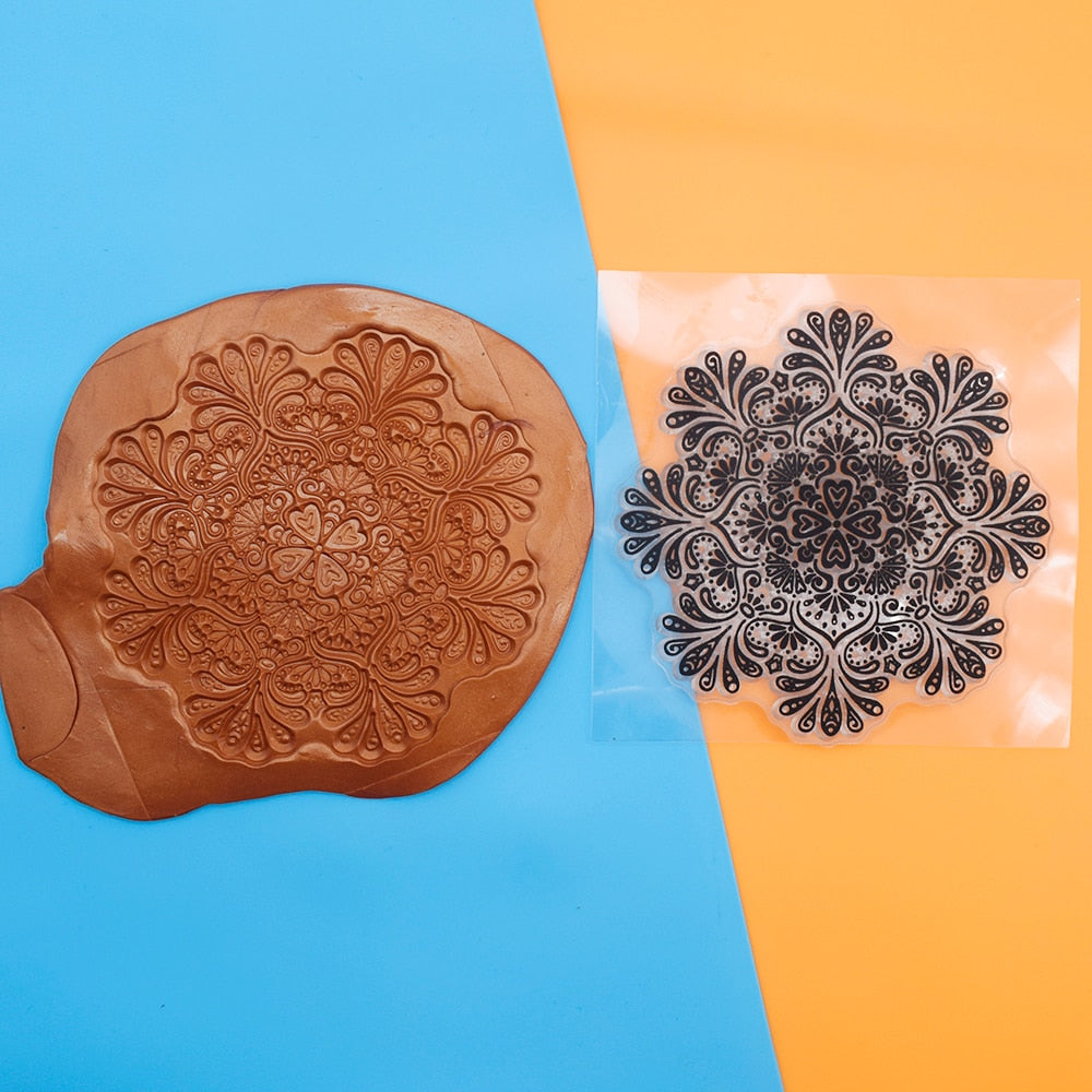 9cm Mandala Pottery Polymer Clay Texture Sheets Embossing Stamp