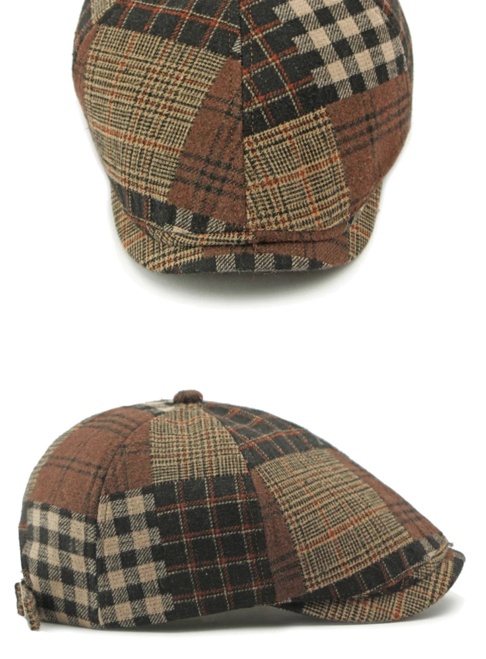 Patchwork Plaid Cabbie Beret Hat