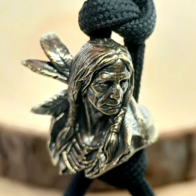 Indian Warrior Brass Paracord Beads Lanyard Dreadlock Beard Bead