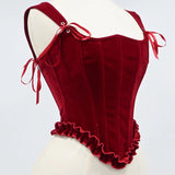 Delphine's Velvet Corset Over Bust Lace Up Boned Bodice 4 Colours