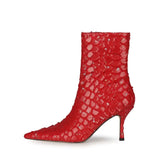 Sssseriously Ssssasssy Sssshort Boots Black Red Snake Ankle Boots
