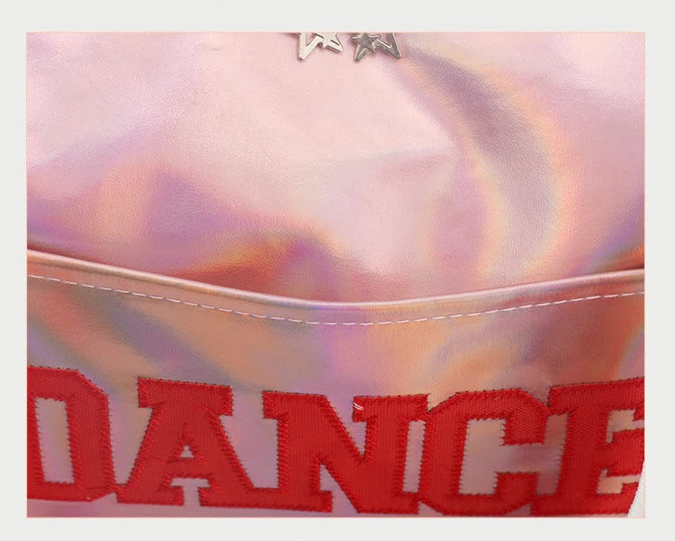 Multicolored bag with 'DANCE' text on a white background