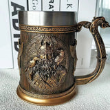 3D Viking Coffee Beer Mug Stainless Steel Warrior Stein Medieval Tree of Life Design