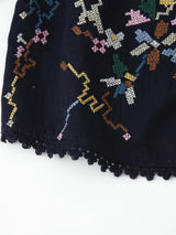 Toni's Totem Flower Navy Embroidered Short Sleeve Jacket Short Coat