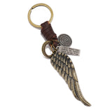 Angel Wing Key Chain Braided Leather Key Ring