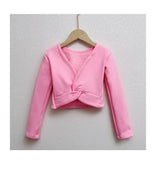 Plush Girls Ballet Wrap Tops Long Sleeve Dance Warm Up Sweater