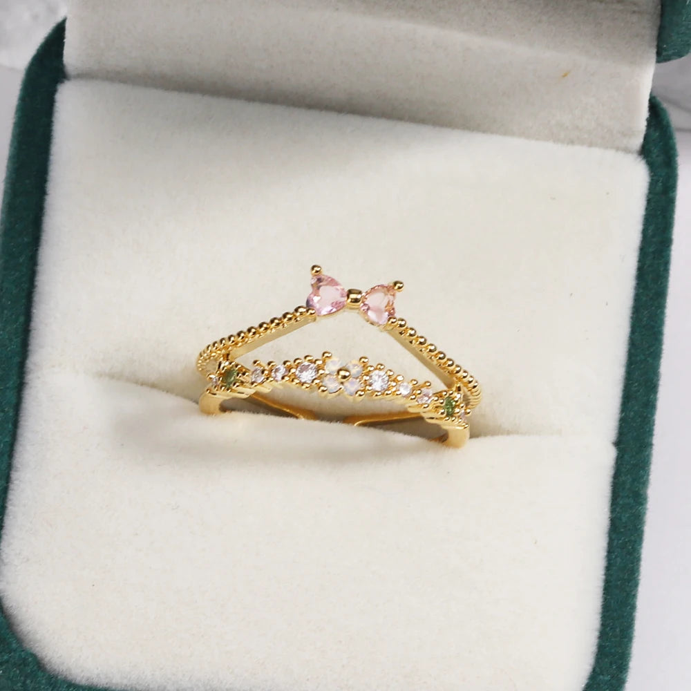 Sweet and Dainty Colourful Zircon Rings Gift Idea