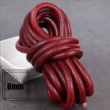 1/2/3/4/5/6/8mm 2 meter Red Coffee Genuine Leather Cord Flat/Round Rope DIY Jewellery Making