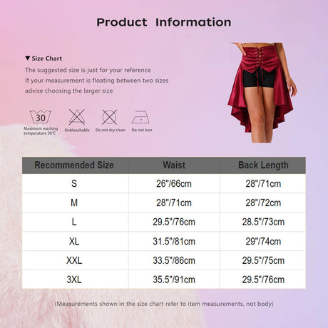 Gothic Steampunk Satiny Pirate Skirt Front Lace-up Tiered Irregular Hem Skirt Waist Belt Medieval Costume