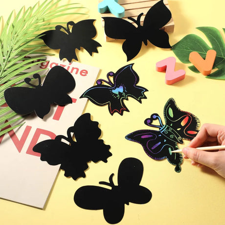 Set of 12 Magic Scratch Art Butterfly Scratch Drawing Cards