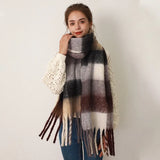 Colour Blocks Autumn Winter Plaid Scarves Imitation Cashmere Mohair
