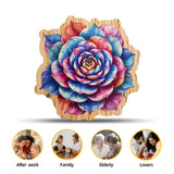 Rainbow Rose 73 Pieces Unique Shapes Wooden Jigsaw Puzzles