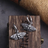 Pagan Moth Moon Phase Stainless Steel Earrings with Wooden Box