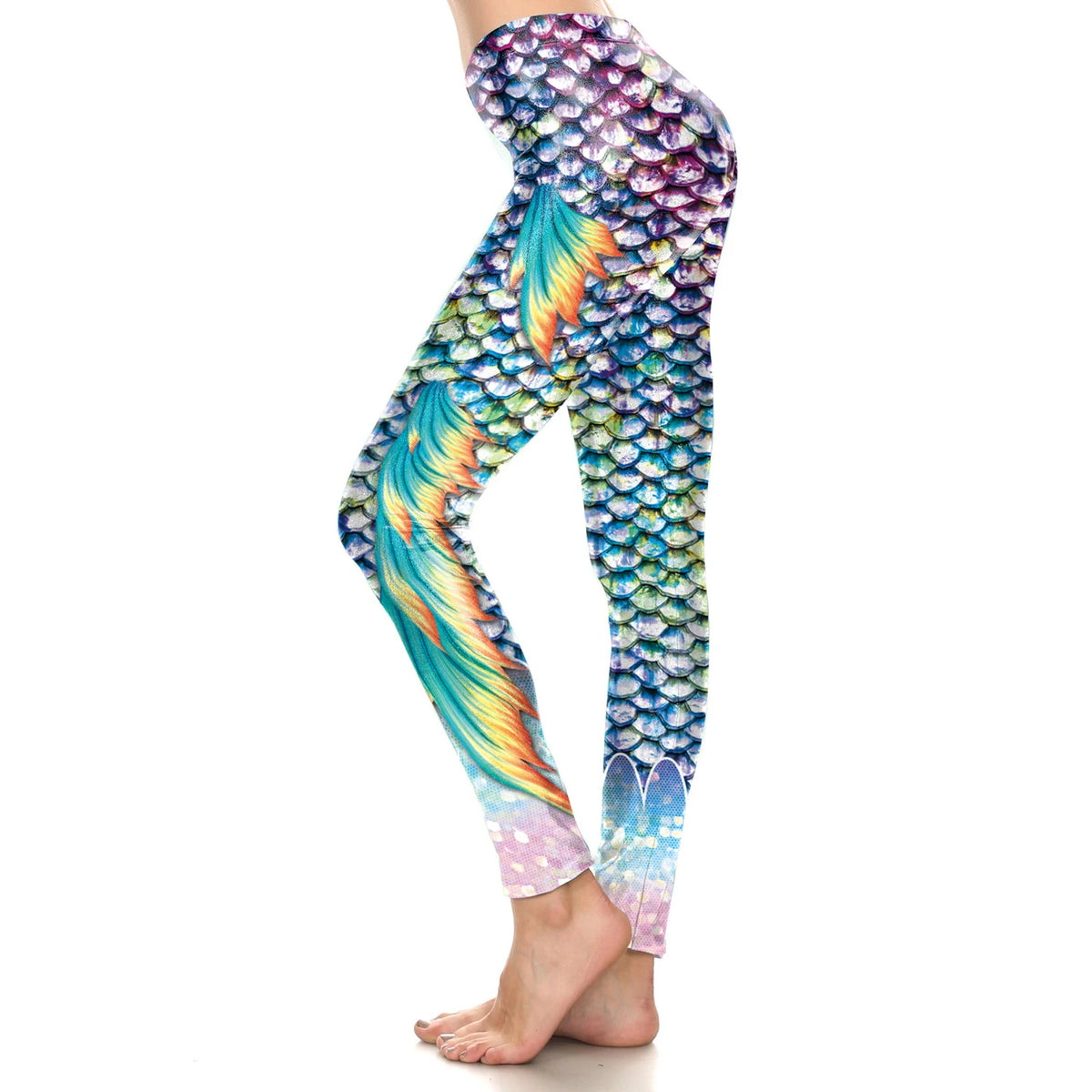 Mermaid Printed Long Sleeve Swimwear Set Surfing Swimsuit Rash Guards and Leggings