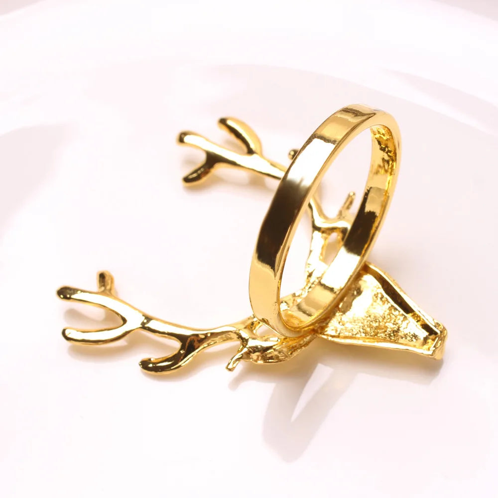 4Pcs Deer Napkin Rings Christmas Elk Head Alloy Xmas Reindeer Dining Table Decor