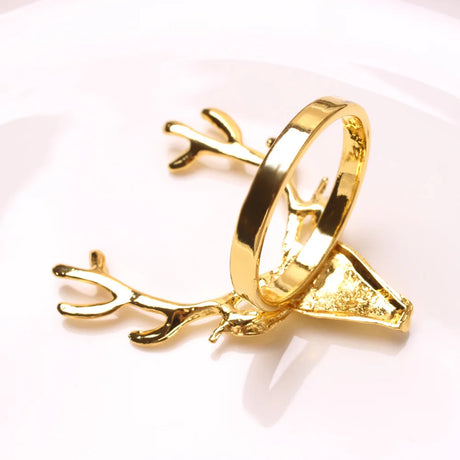 4Pcs Deer Napkin Rings Christmas Elk Head Alloy Xmas Reindeer Dining Table Decor