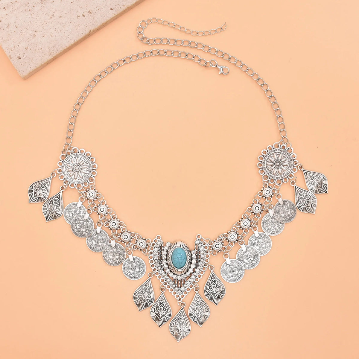 Kazakh Forehead Chain Silver Tassel Headband