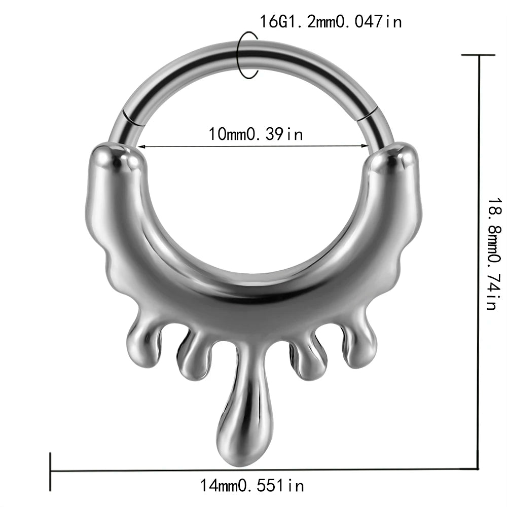 Surgical Steel Septum Ring Hoop Nose Rings Hinged Clicker Tragus Cartilage Ear Stud Piercing Jewellery
