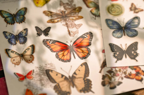 Vintage Big Butterfly RUB ON Transfer Stickers Scrapbooking DIY Craft Supplies Junk Journaling