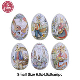 3 or 6 Large Medium Small Easter Eggs Bunny Pattern Metal Egg Shaped Candy Gift Box Easter Decoration