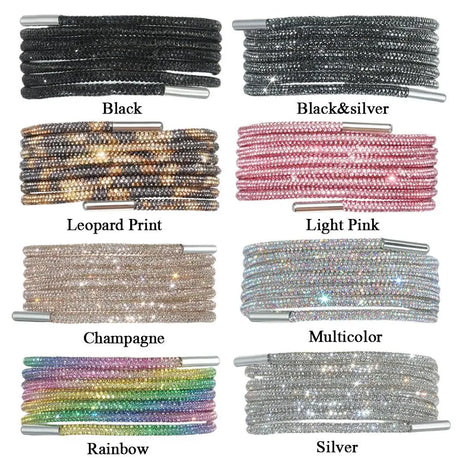 One Rhinestone Shoelace Casual Sneakers Round Shoe Laces Rainbow Diamond Cross Braiding 100/120/140/160CM