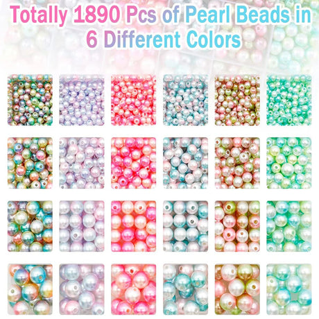 1890pcs Acrylic Mermaid Beads Kit for Jewellery Making DIY Bracelets
