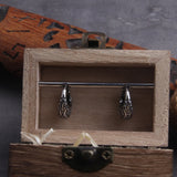 Filigree Stainless Steel Huggie Earrings for Men with Wooden Box