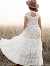 Girls Flower Girl Dress Lace Cotton Maxi Dresses