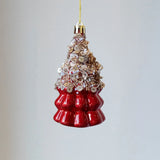 Red Christmas Tree Ornaments Shatterproof Plastic Glitter Little Bear Balls Acorn