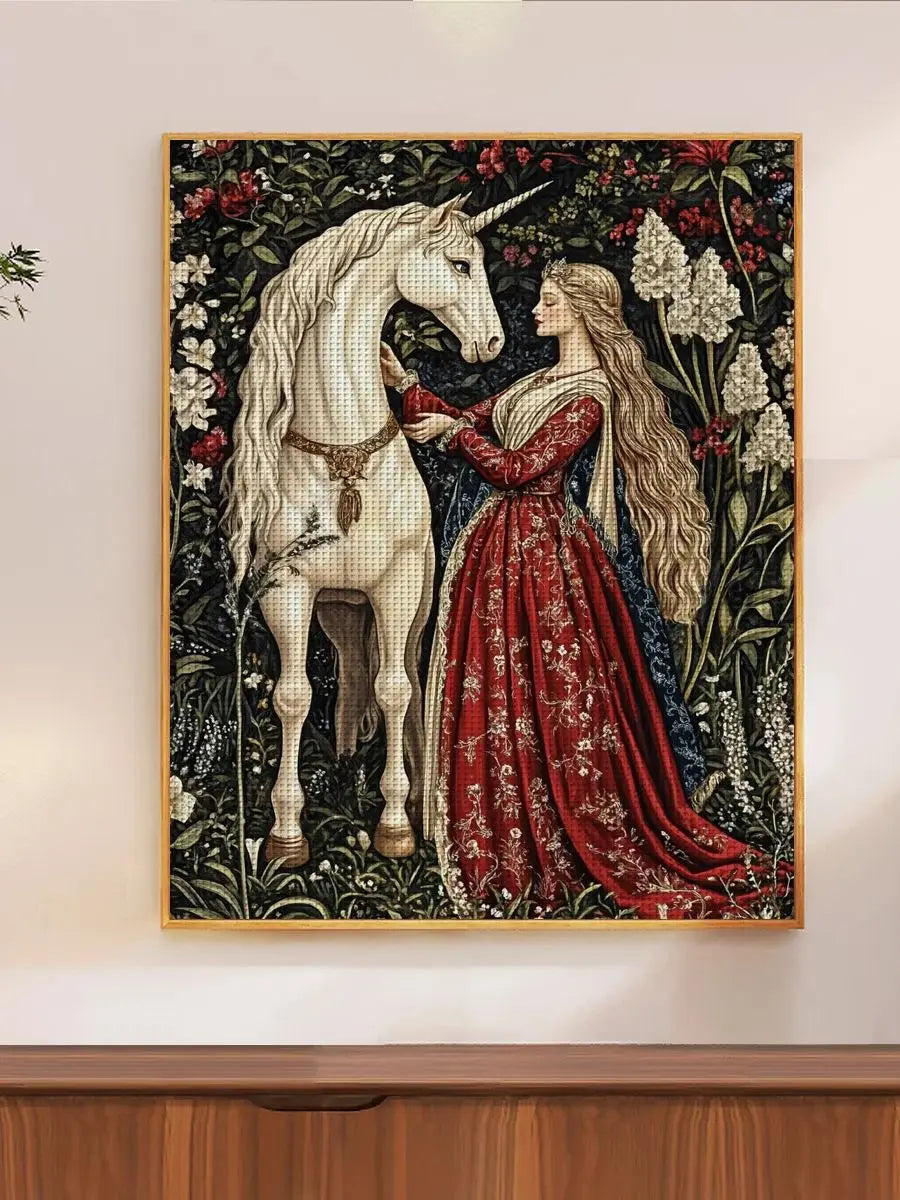 Maiden and Unicorn 40X50CM Stamped Cross Stitch DIY Kit 11CT/14CT