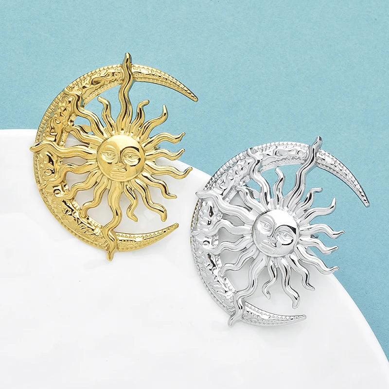 Celestial Sun and Moon Brooch