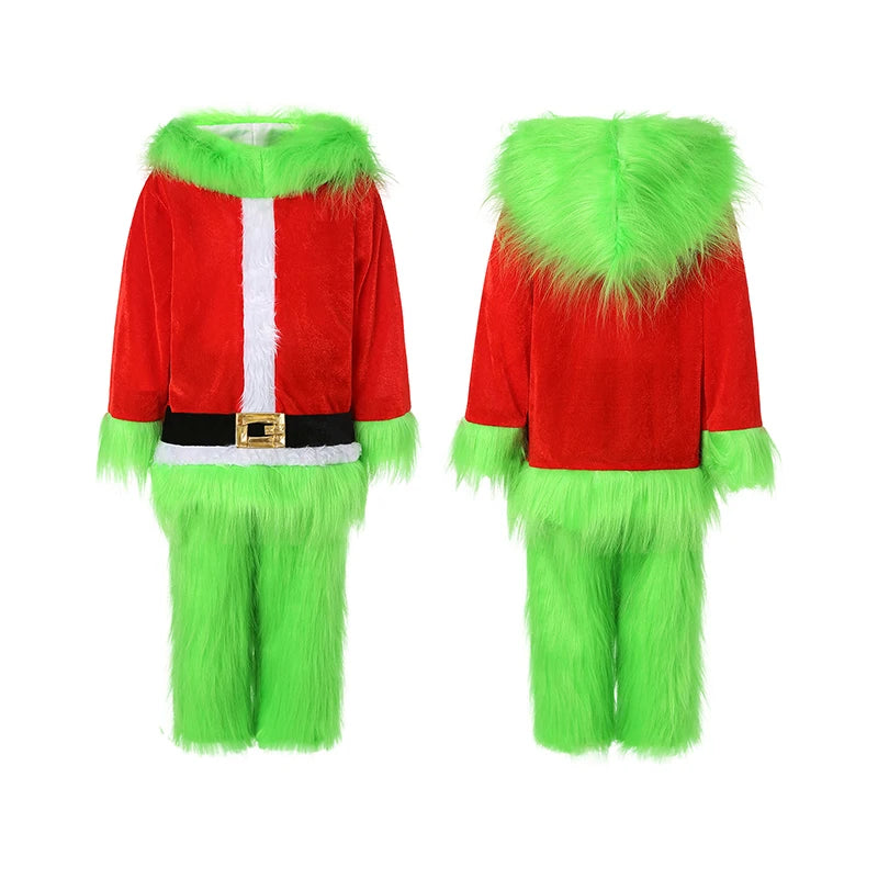 Grinch Costume Kids Boys Girls Christmas Cosplay Costume Set