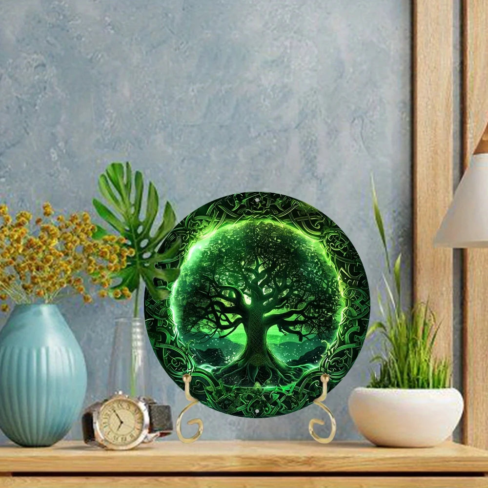 Tree of Life Wreath 2D Printed Circular Metal Decorative Sign