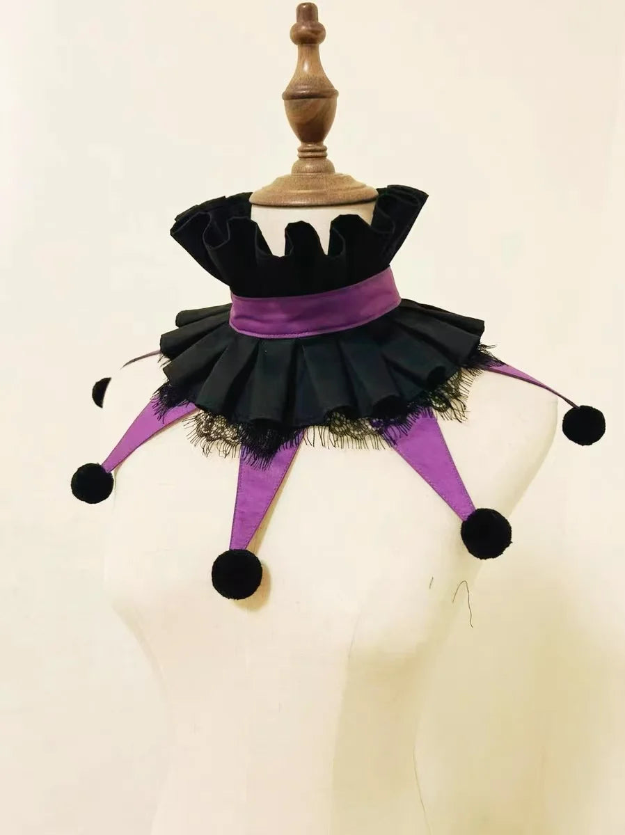 Clowns Collars Handmade Halloween Fairy Tale Court Jester Clown Cosplay Stage Ruff