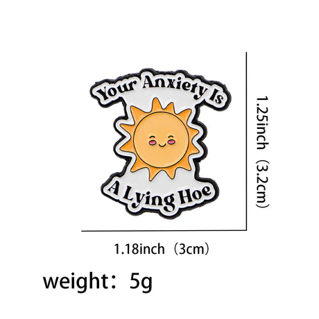 Sun Enamel Pin Anxiety Lapel Pins Badges
