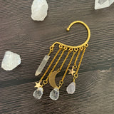 Natural Quartz Crystal Charm Ear Cuffs Sun Moon Single Ear Clip