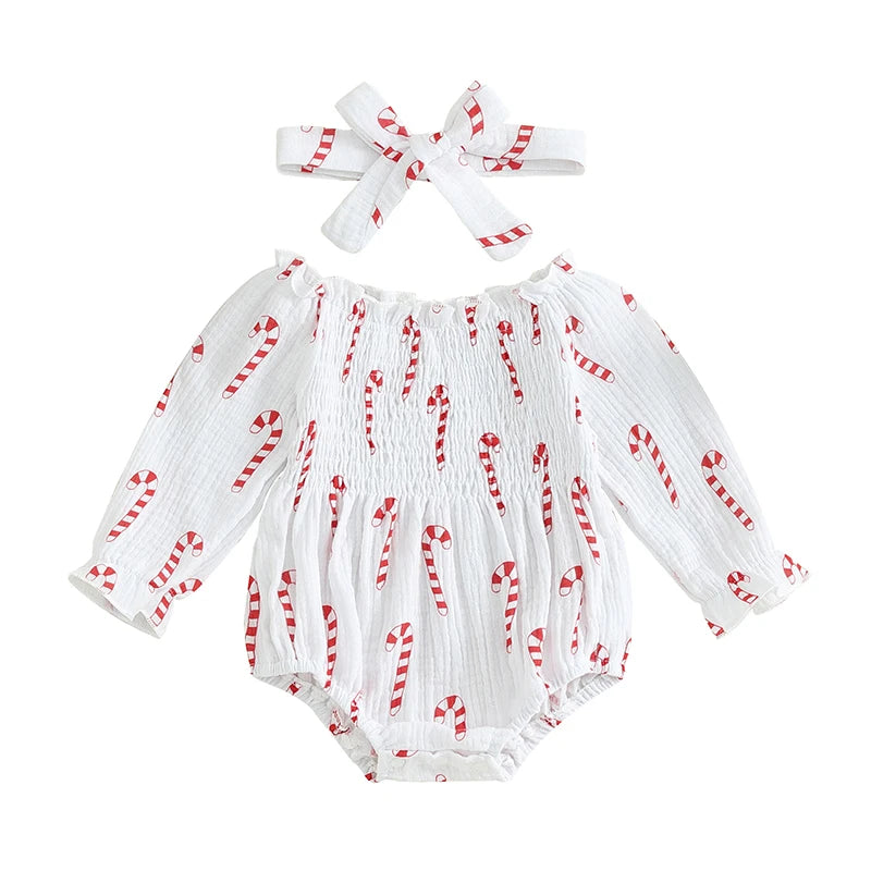Valentines Day Easter St Patricks Christmas Baby Girls Heart Print Romper with Headband