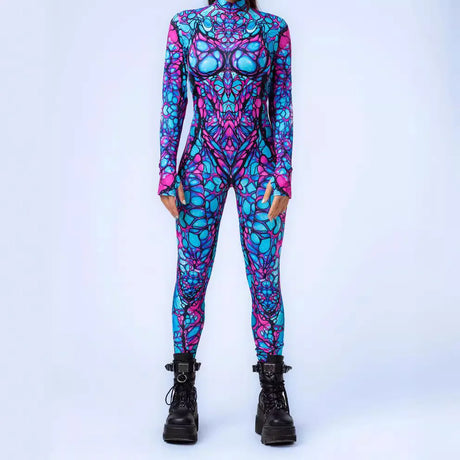 Multicolour Goddess Jumpsuit Cosplay Rave Festival Party Outfit