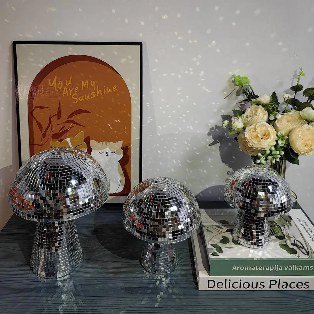 Retro Disco Mushroom Shape Mirror Ball Home Decorations