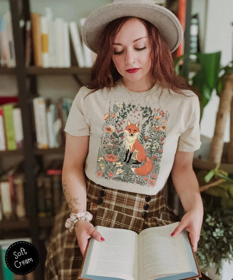 Woodland Fox T-Shirt Floral Cottagecore