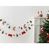 180cm Wool Felt Christmas Garland Handmade Snowman Reindeer Pom Pom Banner for Xmas Tree Wall Mantel Decor