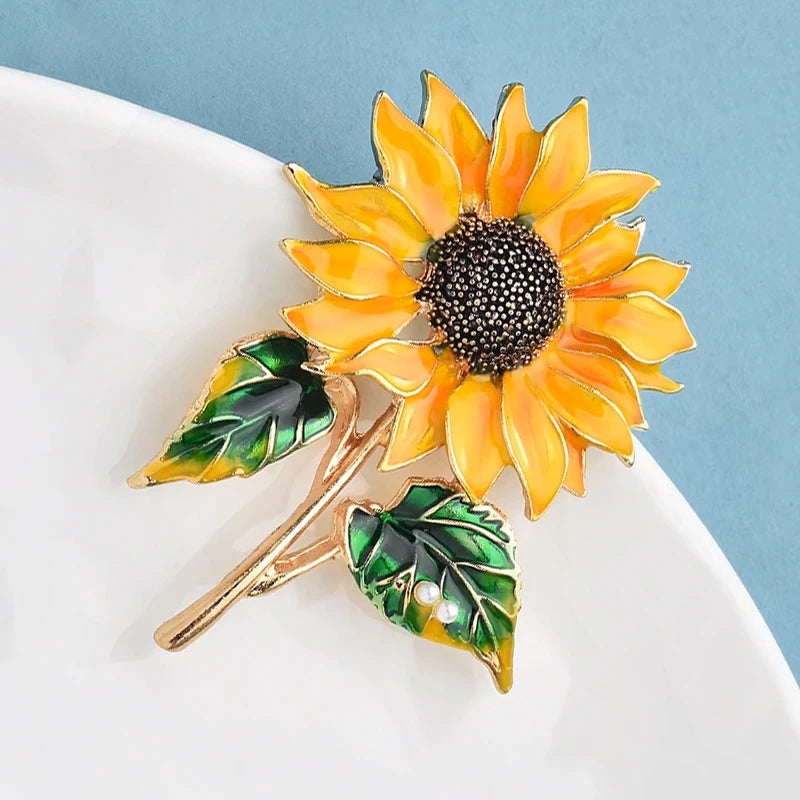 Sunflower Enamel Brooch