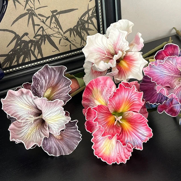 Irises Oil Painting Stylised 45cm Artificial Flower EVA Velvet Feel