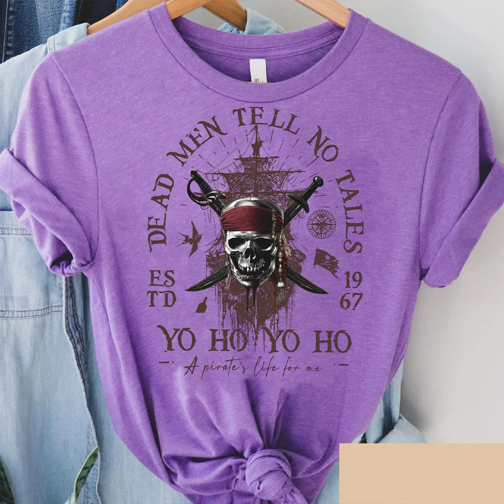 Dead Men Tell No Tales T-Shirt Pirates Of The Caribbean Cotton Tee A Pirate Life For Me