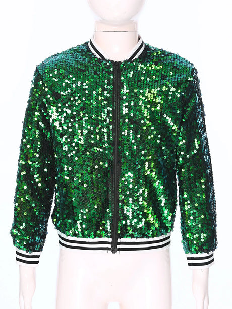 Kids Girls Sequinned Dance Bomber Jackets