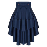 Gothic Steampunk Satiny Pirate Skirt Front Lace-up Tiered Irregular Hem Skirt Waist Belt Medieval Costume