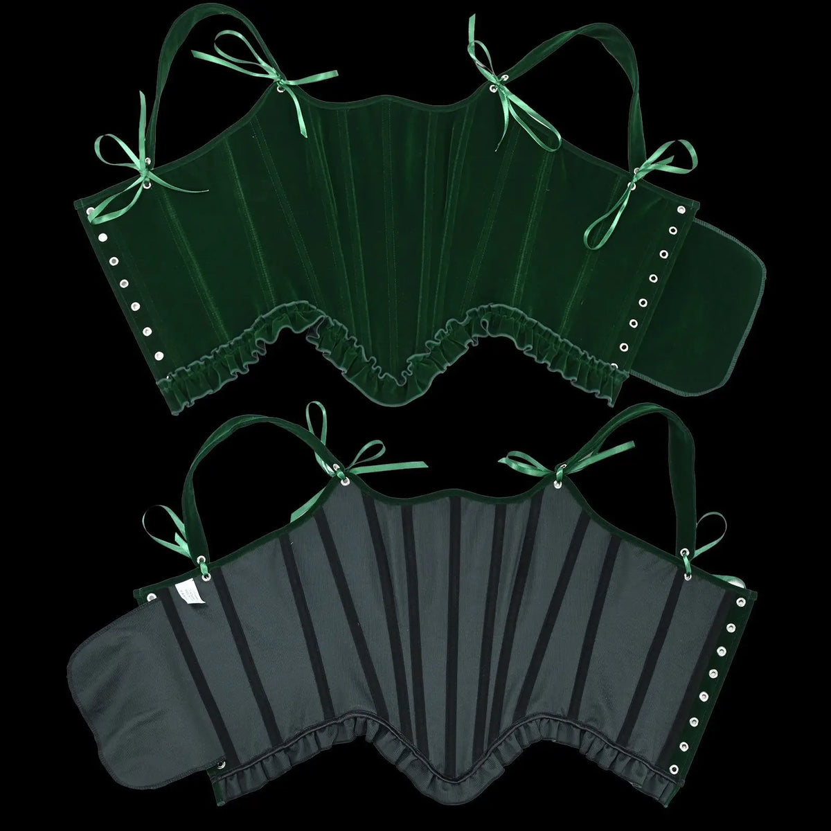 Delphine's Velvet Corset Over Bust Lace Up Boned Bodice 4 Colours