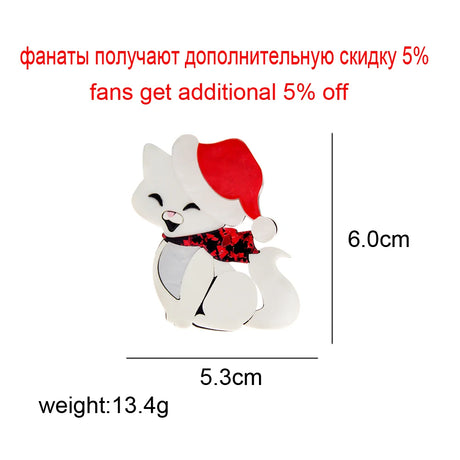 Christmas Kitty Cat Acrylic Brooch
